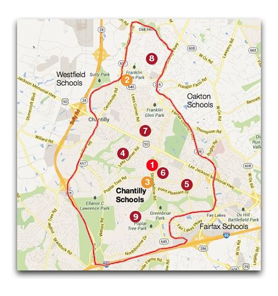 Chantilly HS boundary and feeder schools (2014-2015)