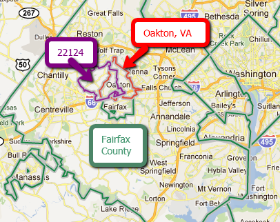 Oakton, Virginia and 22124 in Fairfax County, VA
