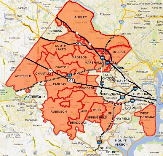 Top High School boundaries with Best Elementary Schools in Fairfax County, VA