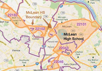 McLean HS Boundary and Fairfax County zip codes served