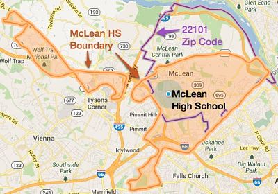 McLean High School, the 22101 Zip Code, and the McLean HS boundary area