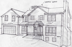 Sketch of the elevation of a home