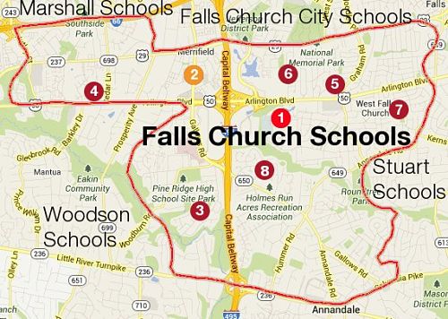 Falls Church High School boundary and feeder schools (2013-2014)