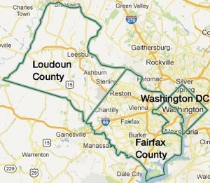 Location of Fairfax County and Loudoun County